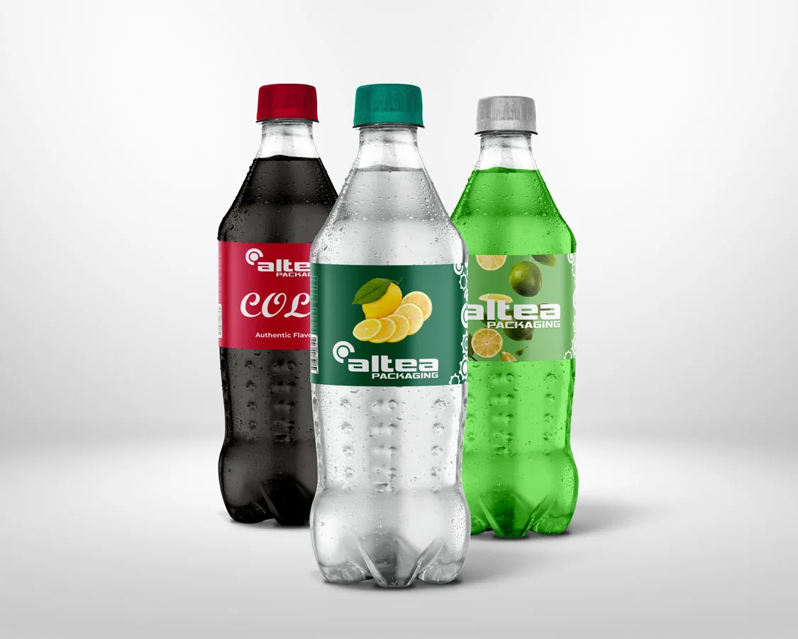 Etiquetas film en botellas de refrescos — Altea Packaging