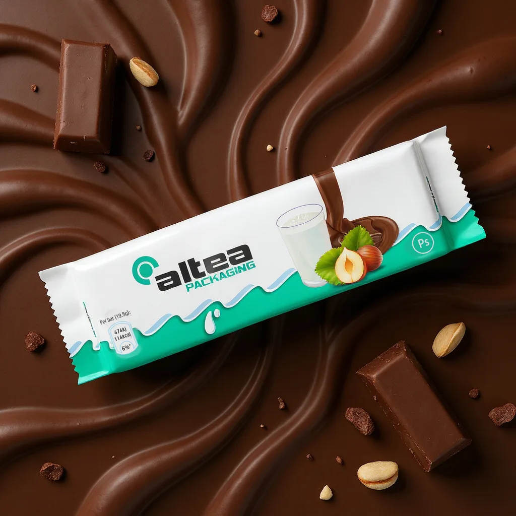 Barra de chocolate con avellanas en envase de sellado en frío — Altea Packaging
