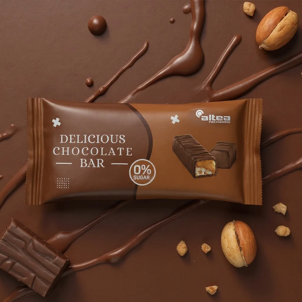 Barra de chocolate envasada en film de sellado en frío — Altea Packaging