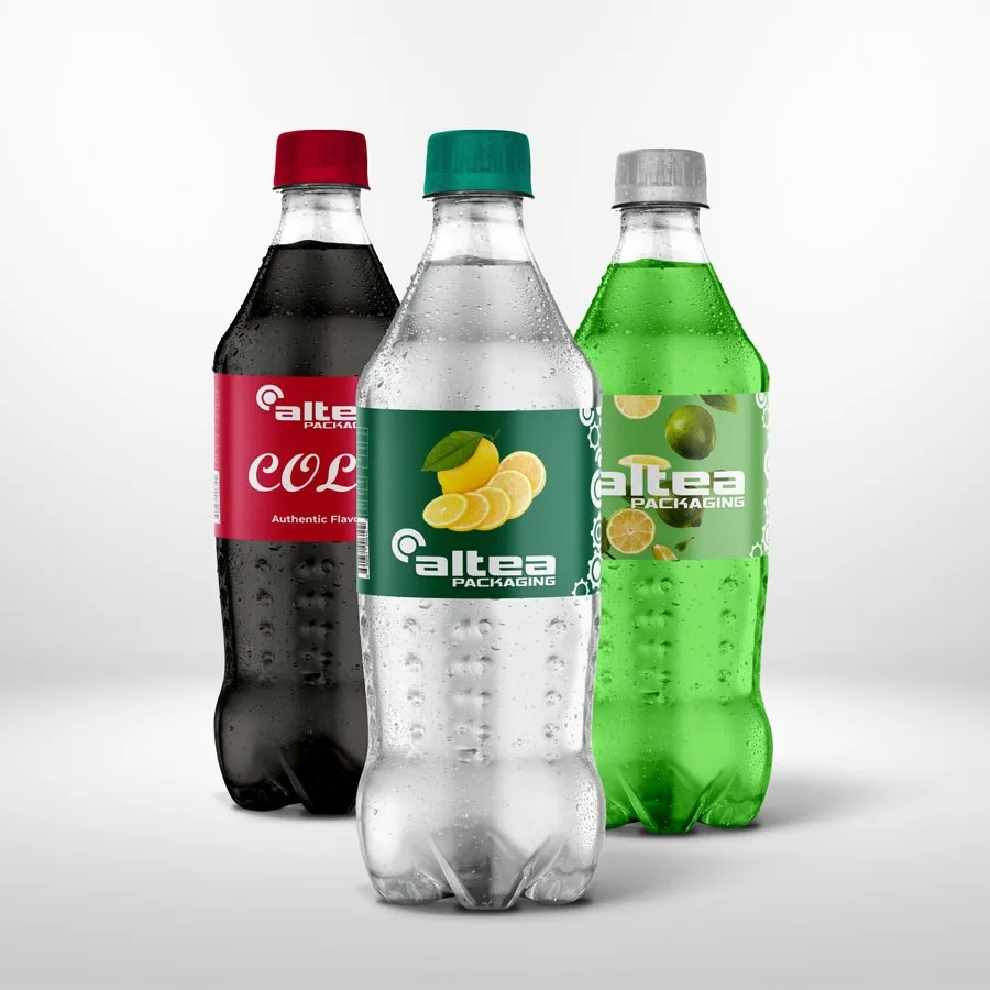Плёночные этикетки на бутылках газированных напитков — Altea Packaging